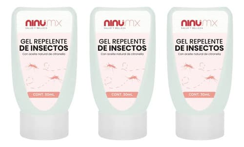 Repelente gel mosquitos insectos paquete 3 pzas 30 ml