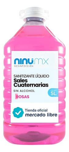 Sanitizante líquido sin alcohol 5l sales cuaternarias rosas