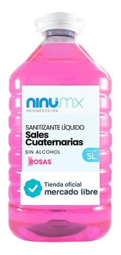 Sanitizante liquido sin alcohol sales cuaternarias 5l fragancia rosas