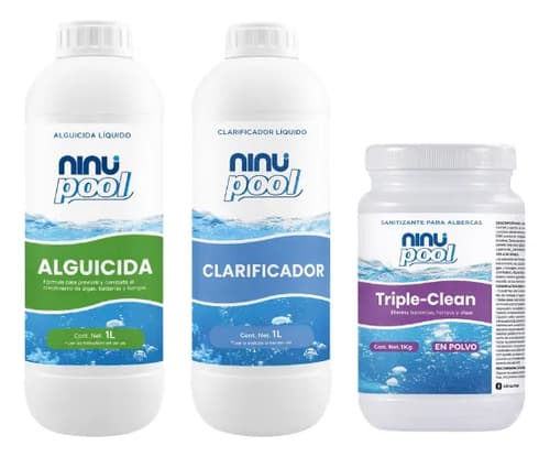 Tratamiento agua alguicida clorador clarificante pack