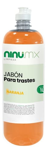 Jabón líquido lavatrastes desengrasante 1 L, naranja, Ninu