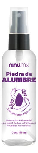 Desodorante natural piedra alumbre 125 mL, neutro, Ninu
