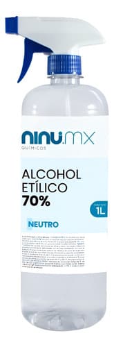Solución sanitizante 70% alcohol con atomizador 1 L, Ninu